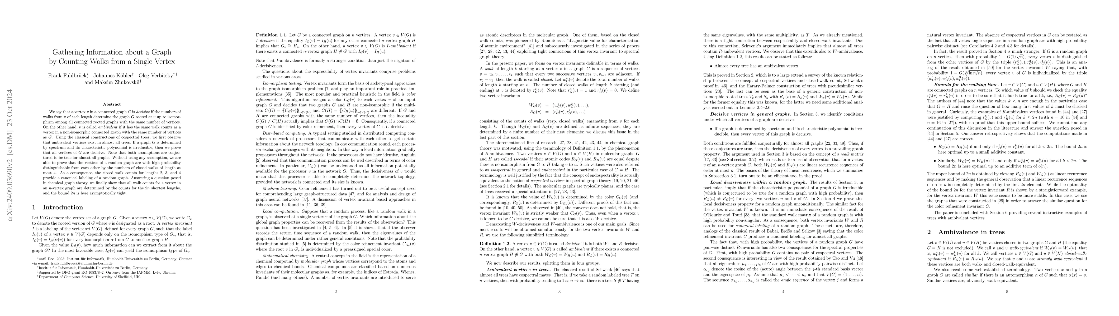 Thumbnail for Gathering Information about a Graph by Counting Walks from a Single
  Vertex