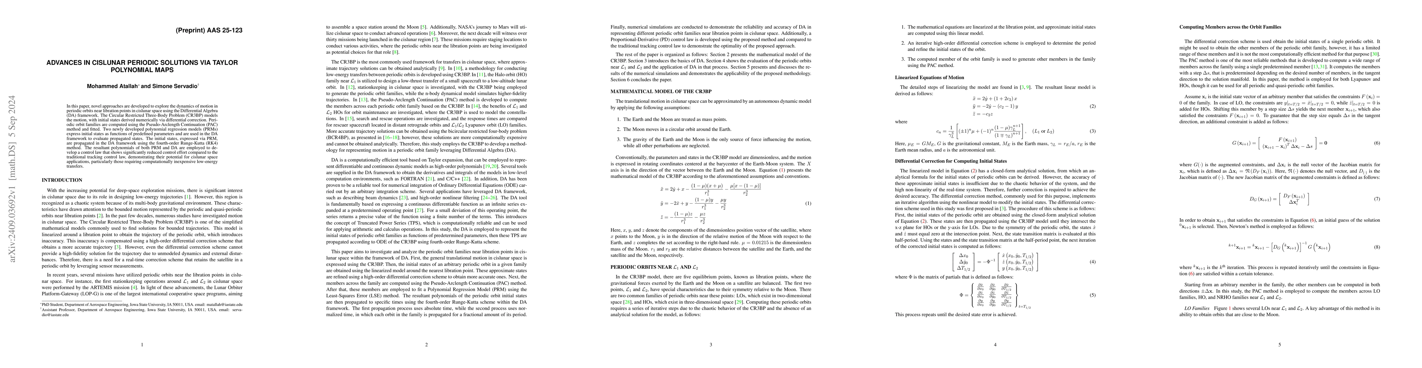 Thumbnail for Advances in Cislunar Periodic Solutions via Taylor Polynomial Maps