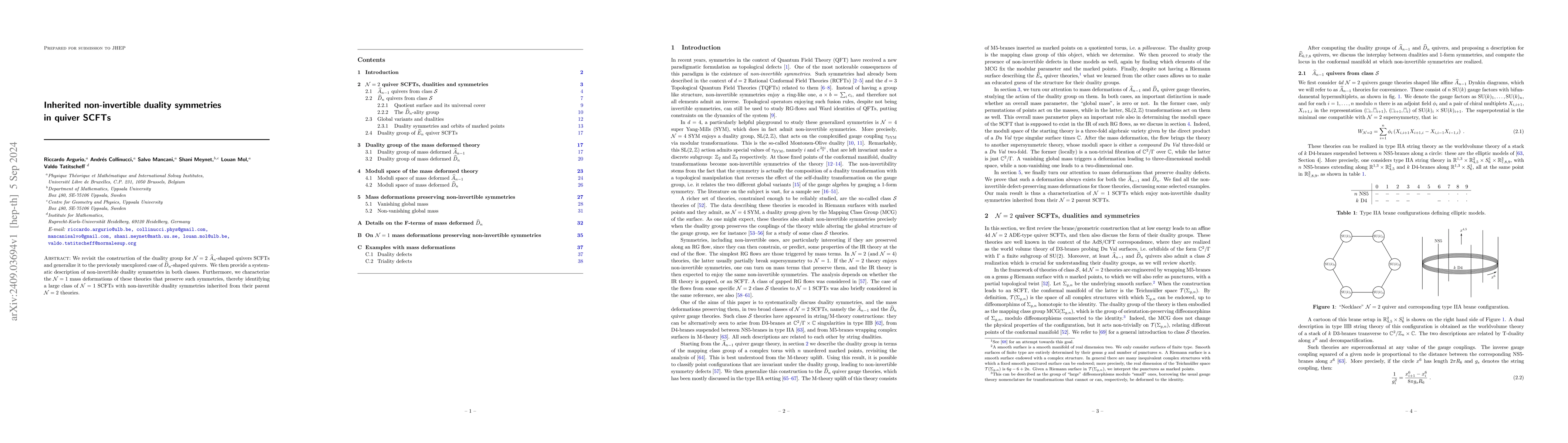 Thumbnail for Inherited non-invertible duality symmetries in quiver SCFTs