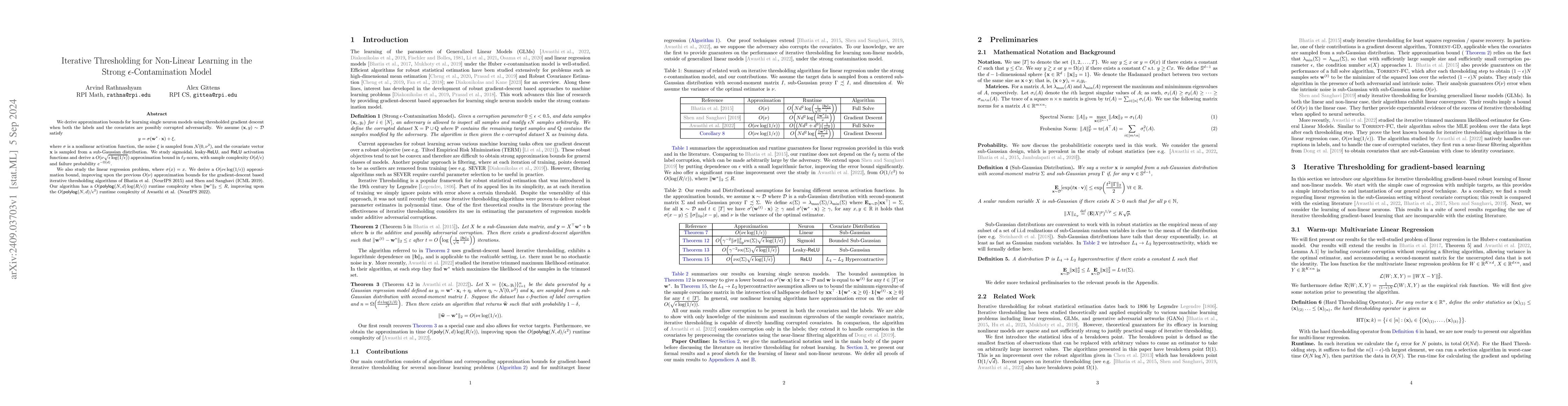 Thumbnail for Iterative thresholding for non-linear learning in the strong
  $\varepsilon$-contamination model