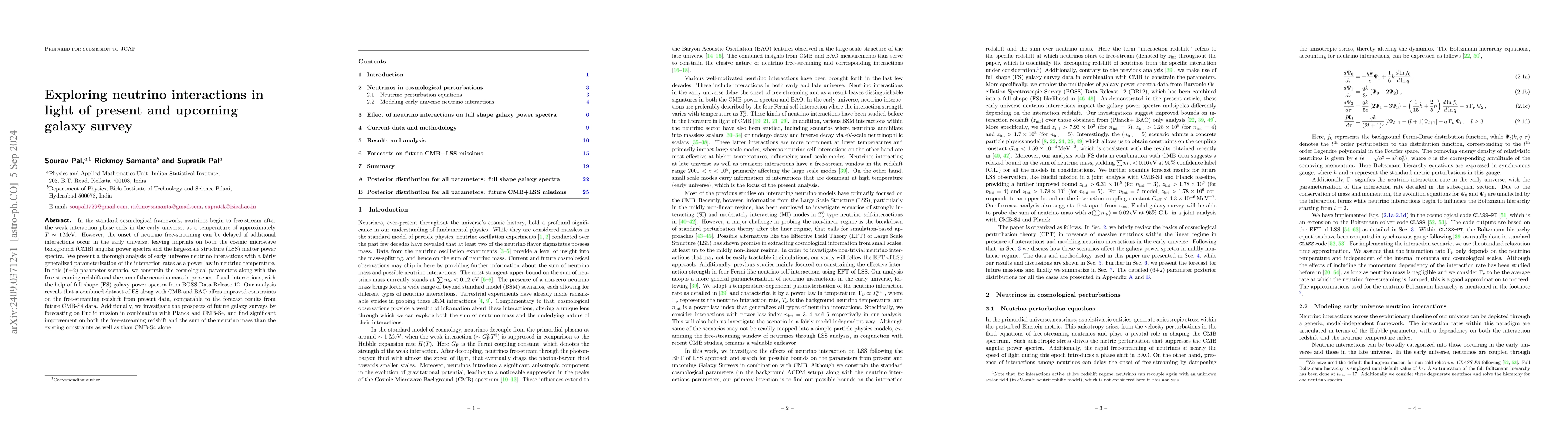 Thumbnail for Exploring neutrino interactions in light of present and upcoming galaxy
  survey
