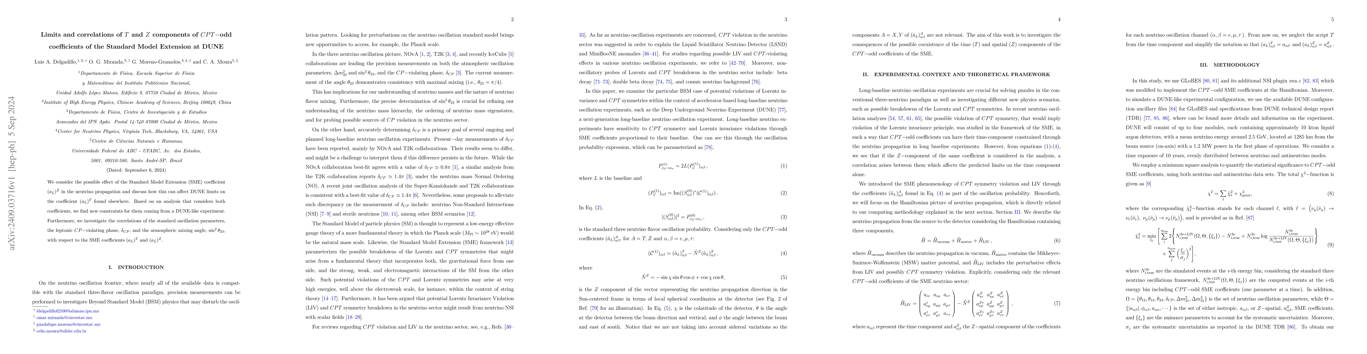 Thumbnail for Limits and correlations of T and Z components of CPT-odd coefficients of
  the Standard Model Extension at DUNE
