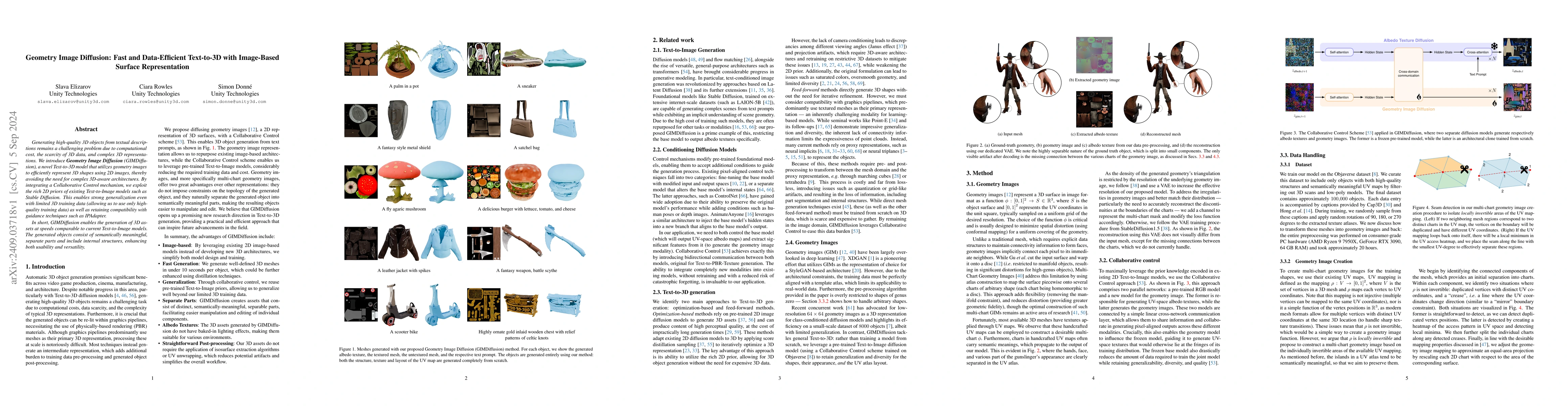 Thumbnail for Geometry Image Diffusion: Fast and Data-Efficient Text-to-3D with
  Image-Based Surface Representation