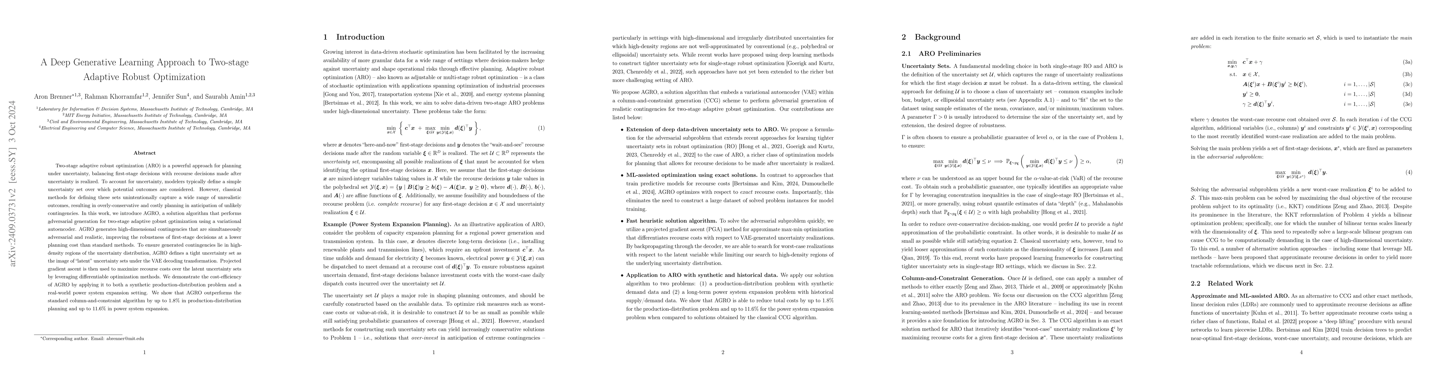 Thumbnail for A Deep Generative Learning Approach for Two-stage Adaptive Robust
  Optimization