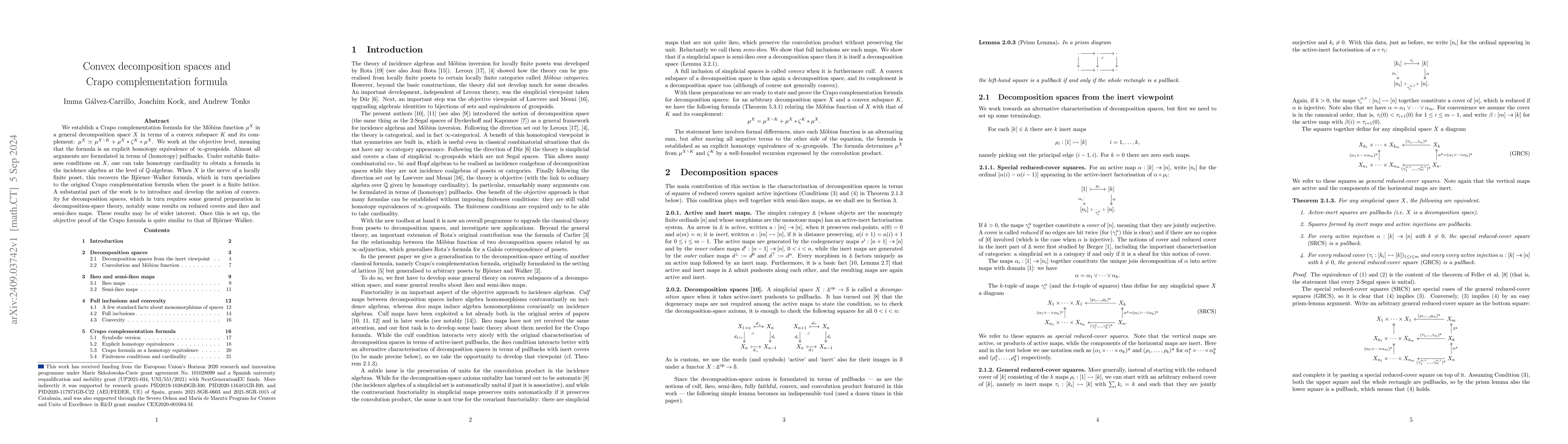 Thumbnail for Convex decomposition spaces and Crapo complementation formula