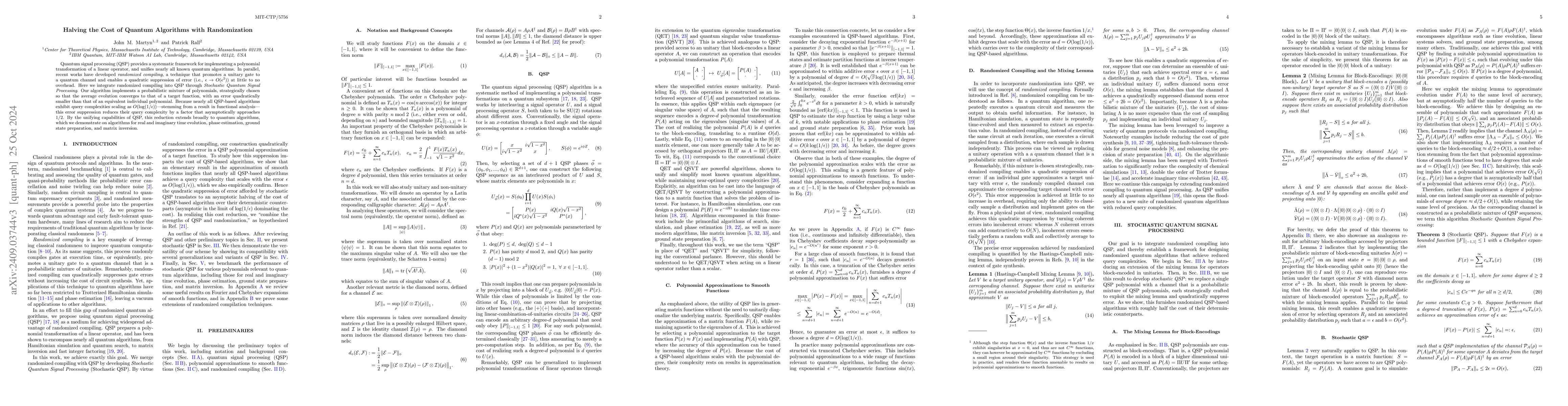 Thumbnail for Halving the Cost of Quantum Algorithms with Randomization