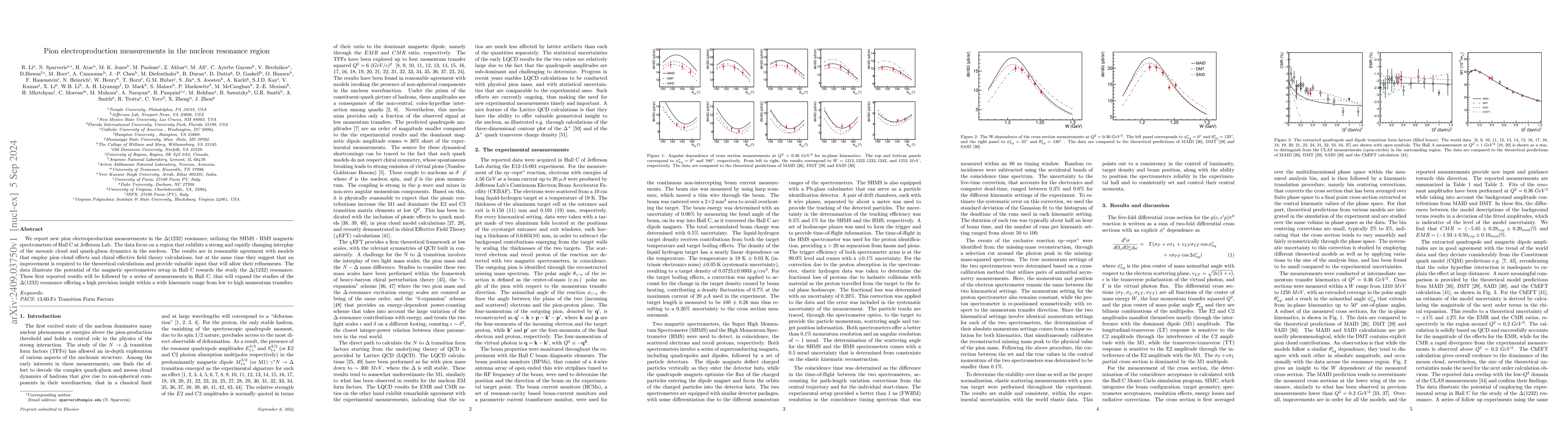 Thumbnail for Pion electroproduction measurements in the nucleon resonance region