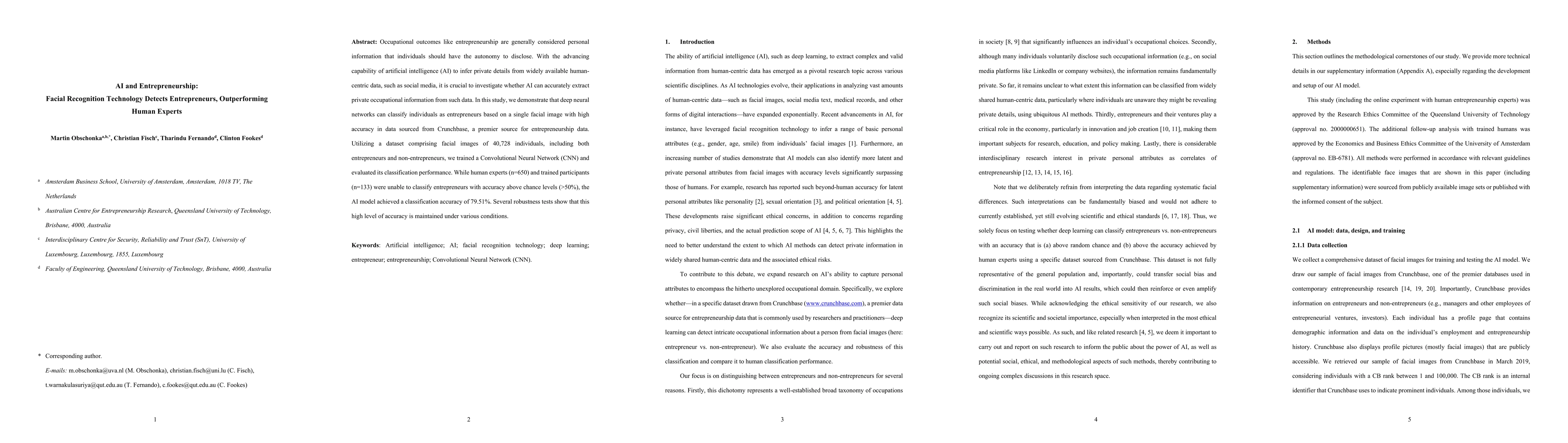 Thumbnail for AI and Entrepreneurship: Facial Recognition Technology Detects
  Entrepreneurs, Outperforming Human Experts
