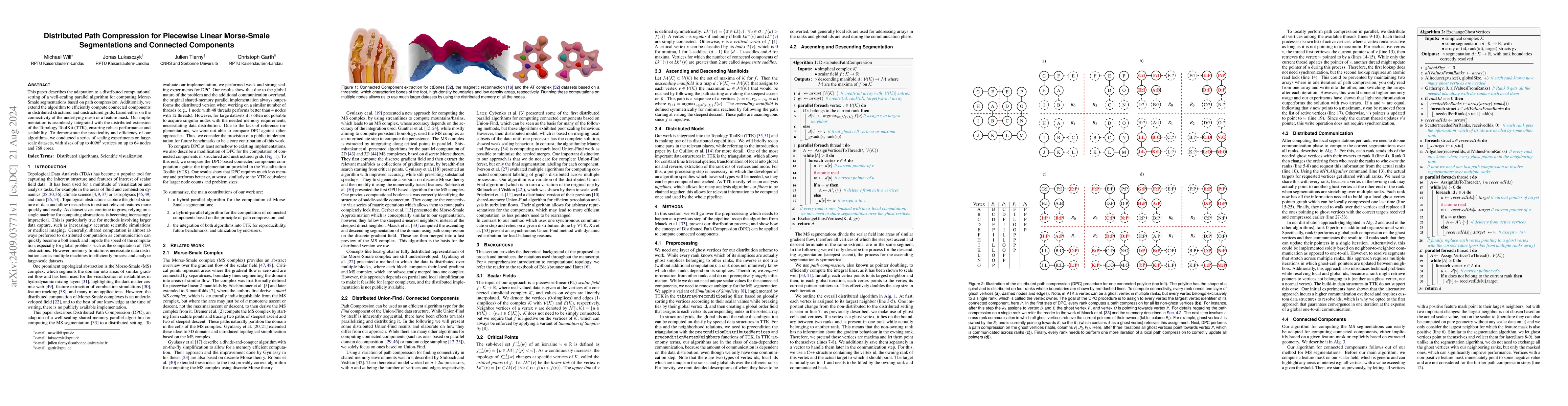 Thumbnail for Distributed Path Compression for Piecewise Linear Morse-Smale
  Segmentations and Connected Components