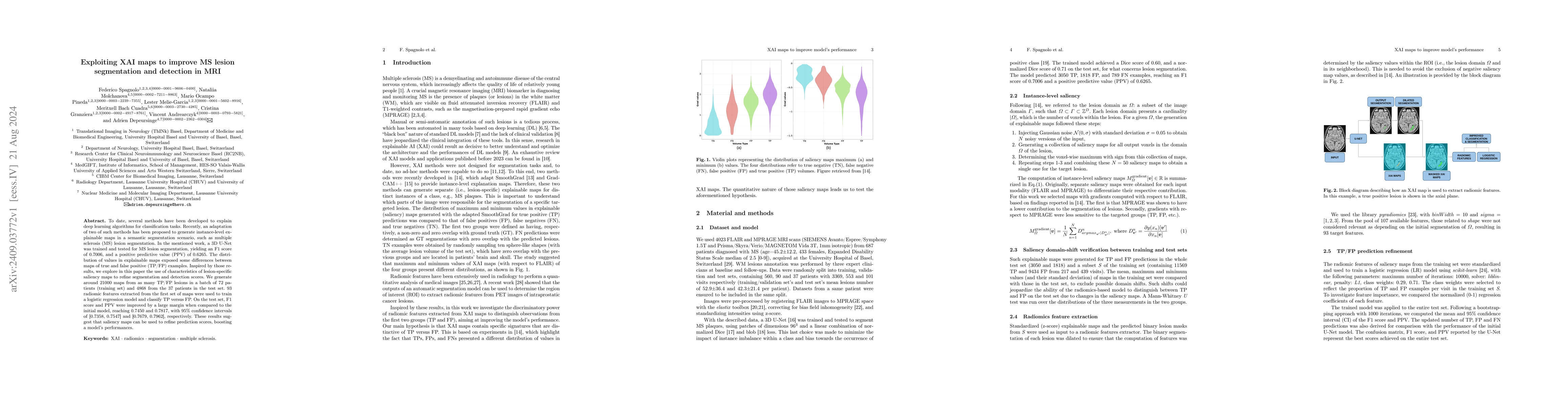 Thumbnail for Exploiting XAI maps to improve MS lesion segmentation and detection in
  MRI