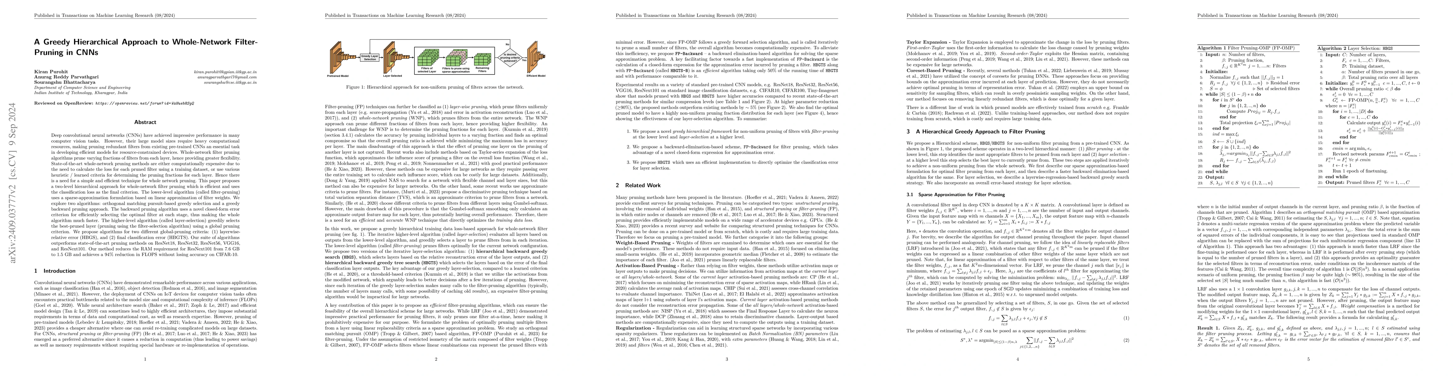 Thumbnail for A Greedy Hierarchical Approach to Whole-Network Filter-Pruning in CNNs