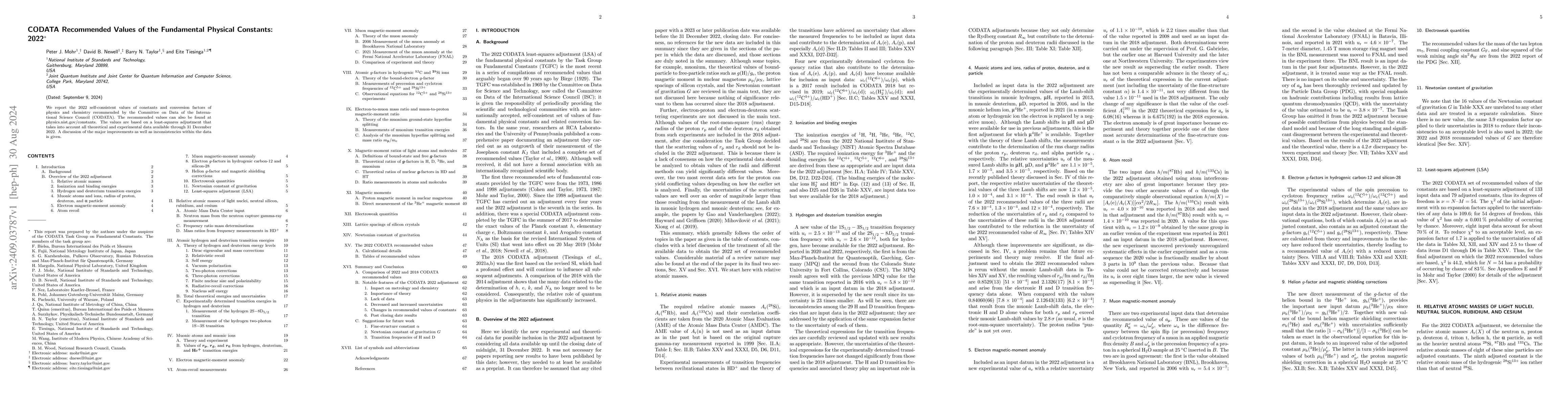 Thumbnail for CODATA Recommended Values of the Fundamental Physical Constants: 2022