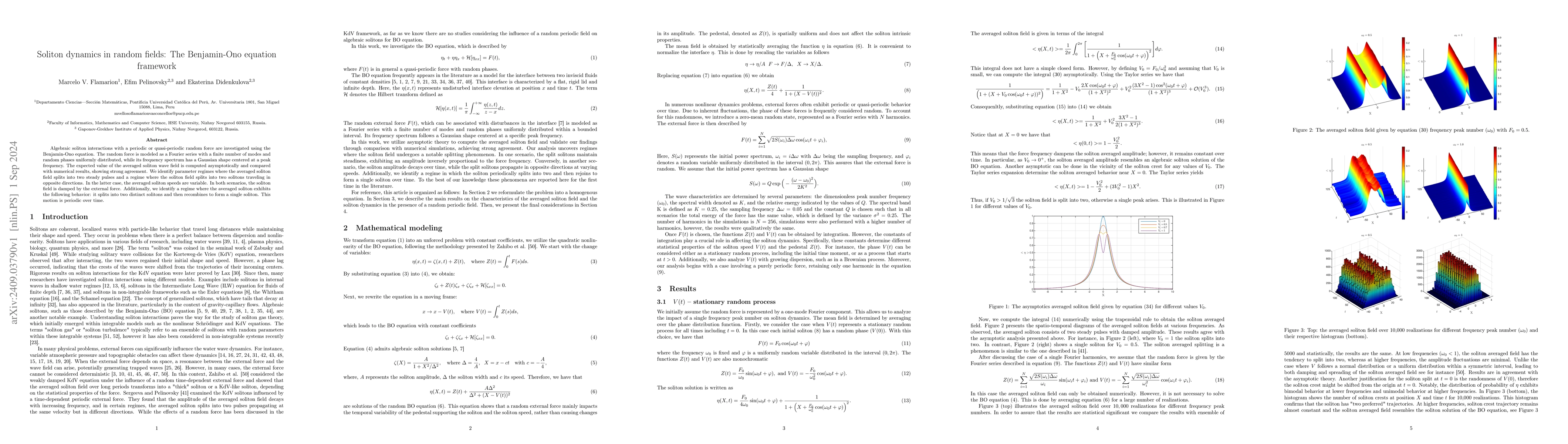 Thumbnail for Soliton dynamics in random fields: The Benjamin-Ono equation framework