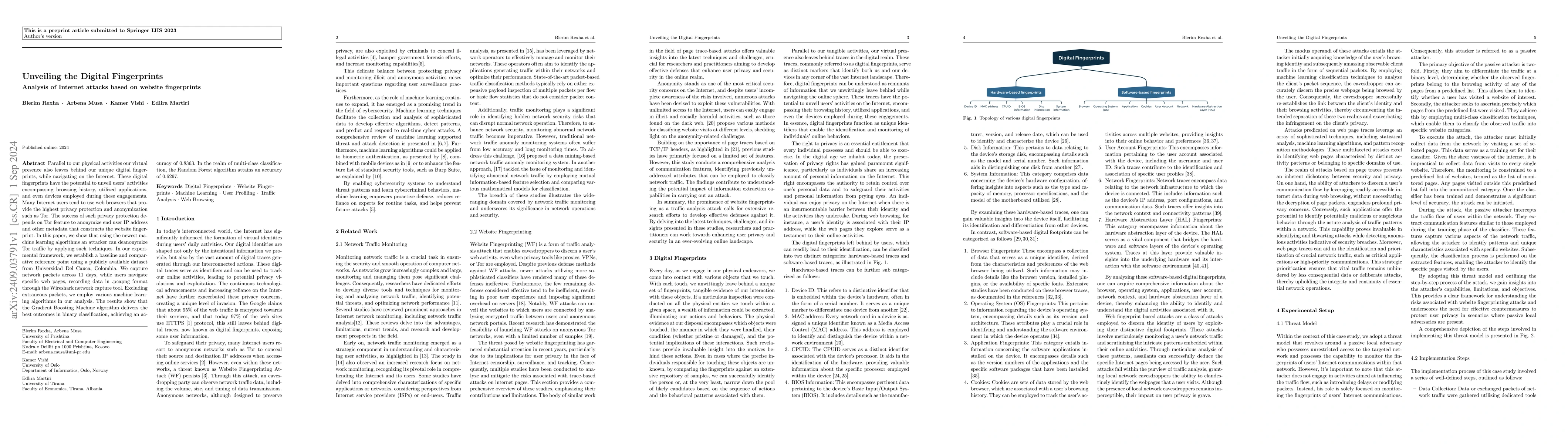 Thumbnail for Unveiling the Digital Fingerprints: Analysis of Internet attacks based
  on website fingerprints
