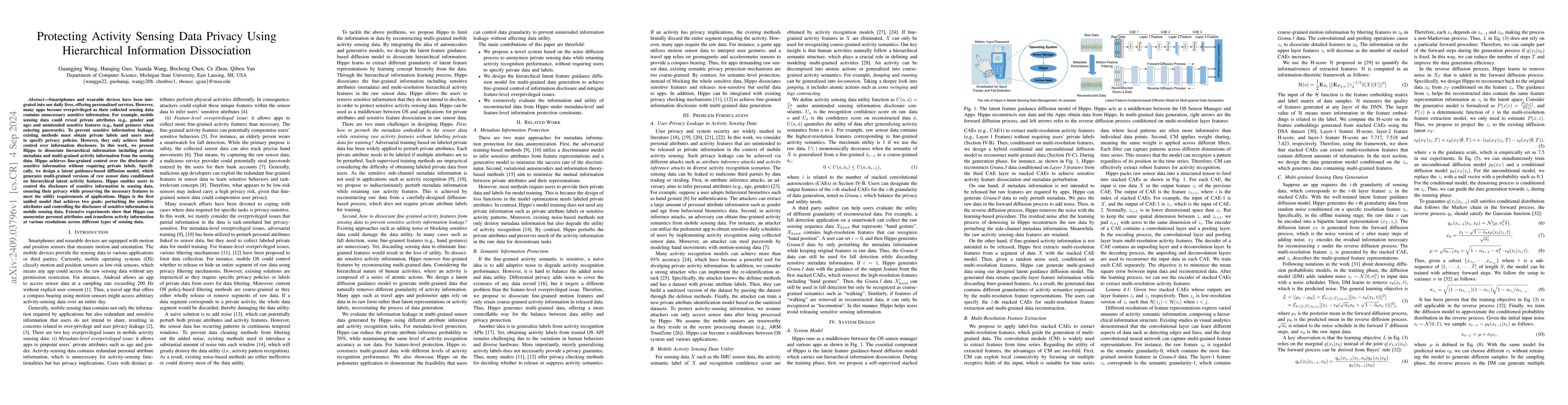 Thumbnail for Protecting Activity Sensing Data Privacy Using Hierarchical Information
  Dissociation