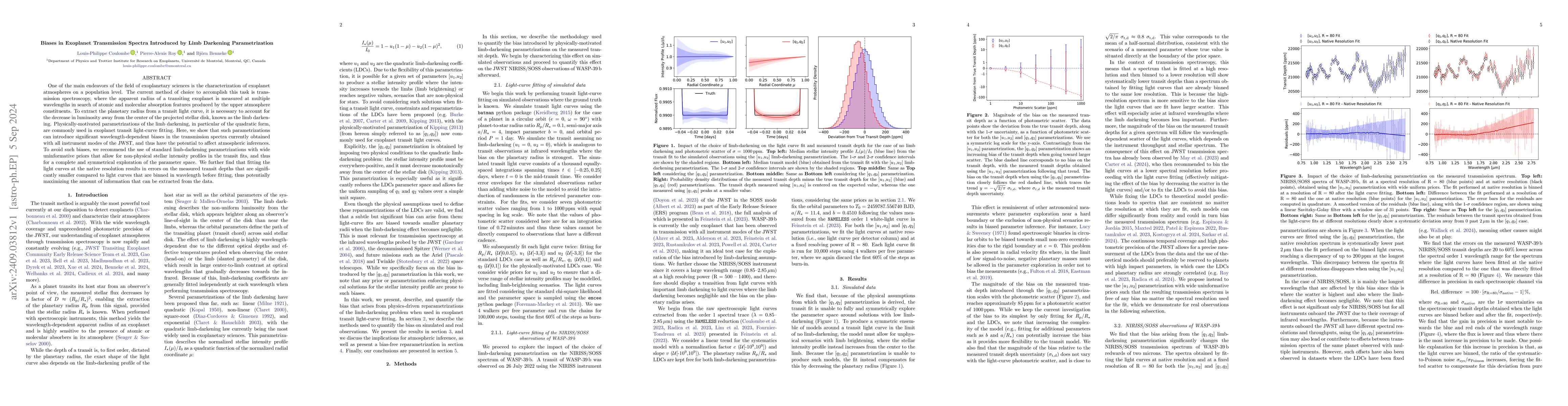 Thumbnail for Biases in Exoplanet Transmission Spectra Introduced by Limb Darkening
  Parametrization