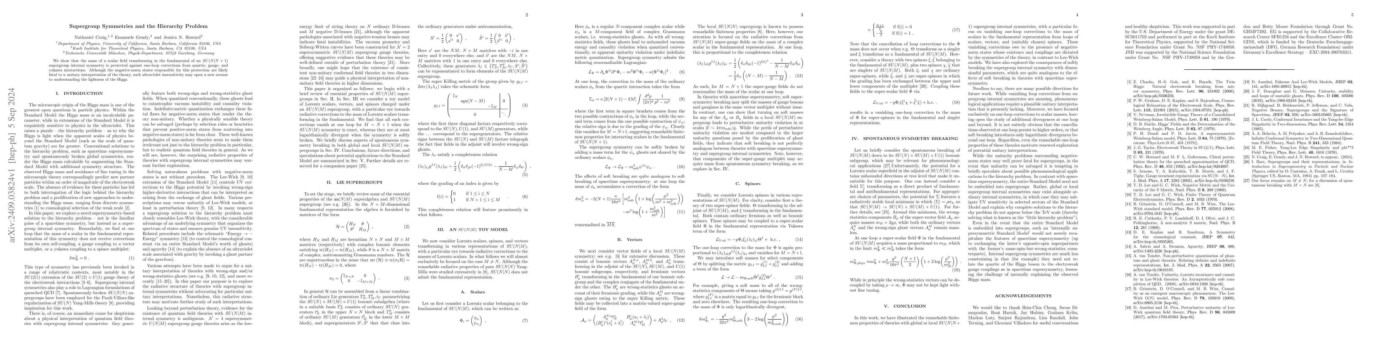 Thumbnail for Supergroup Symmetries and the Hierarchy Problem