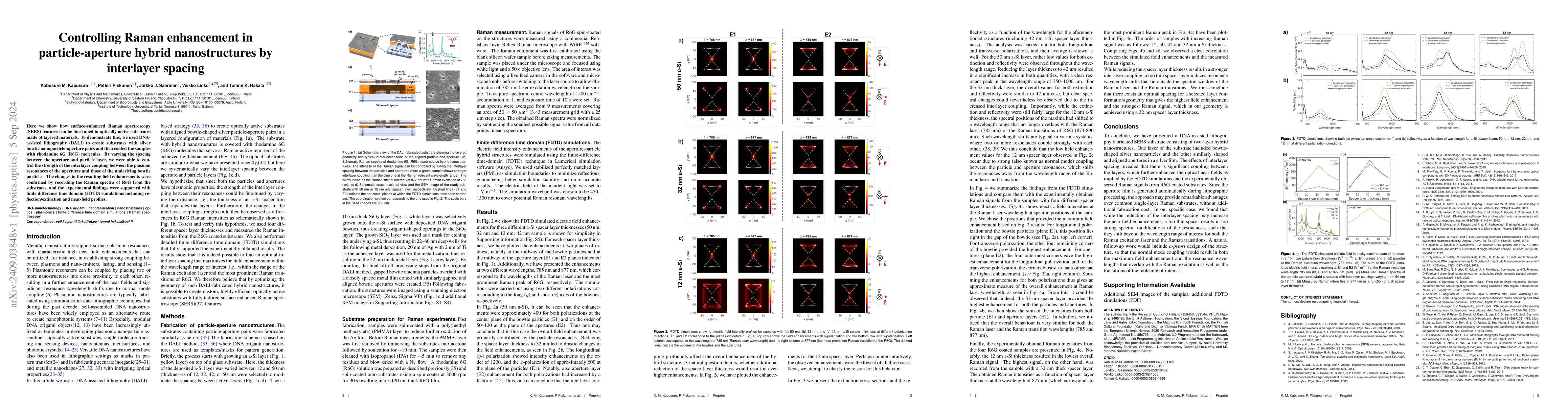 Thumbnail for Controlling Raman enhancement in particle-aperture hybrid nanostructures
  by interlayer spacing