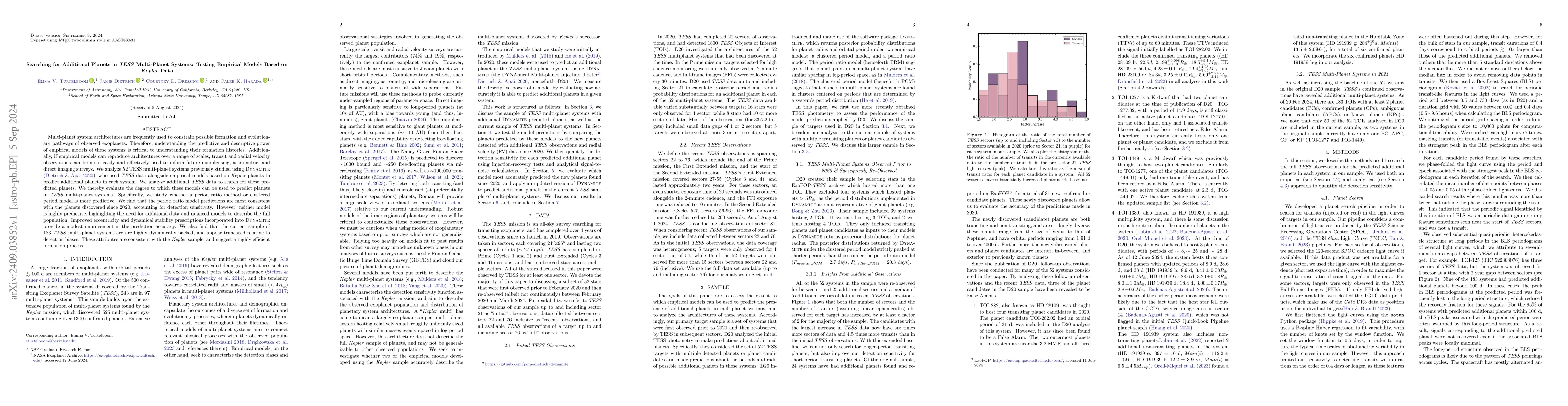 Thumbnail for Searching for Additional Planets in TESS Multi-Planet Systems: Testing
  Empirical Models Based on Kepler Data