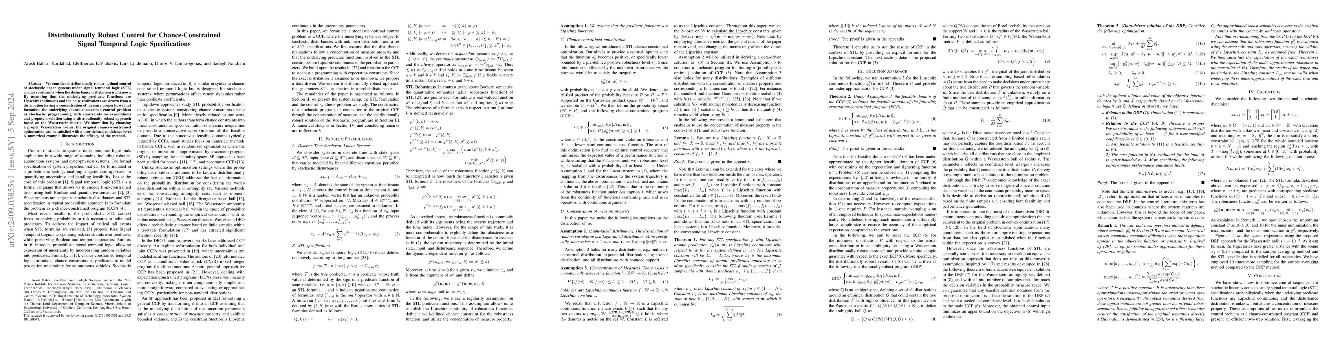 Thumbnail for Distributionally Robust Control for Chance-Constrained Signal Temporal
  Logic Specifications