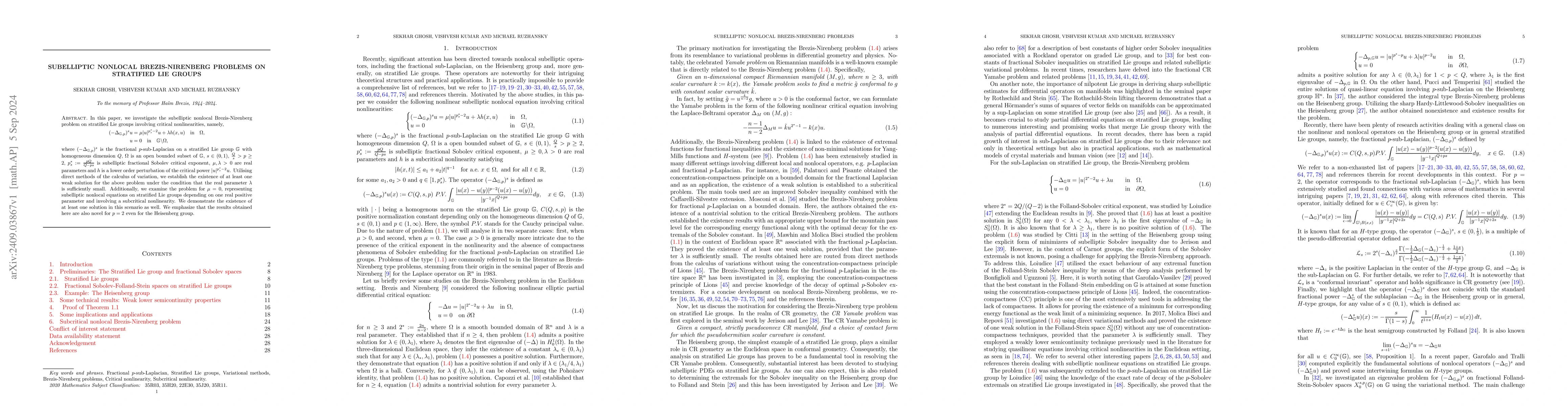 Thumbnail for Subelliptic Nonlocal Brezis-Nirenberg Problems on Stratified Lie Groups