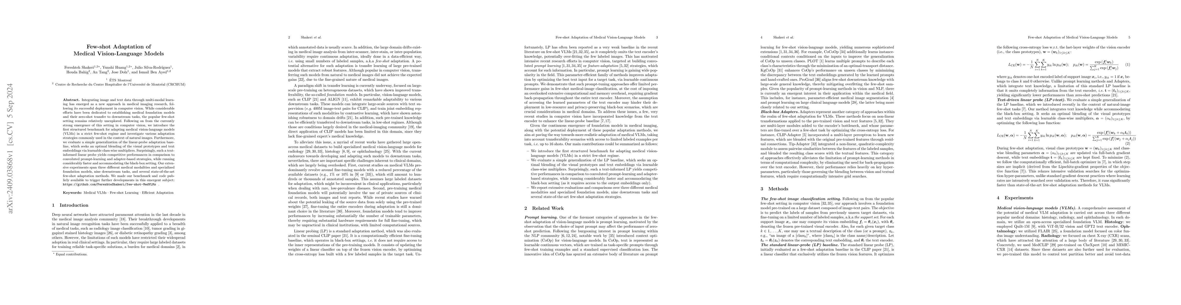 Thumbnail for Few-shot Adaptation of Medical Vision-Language Models