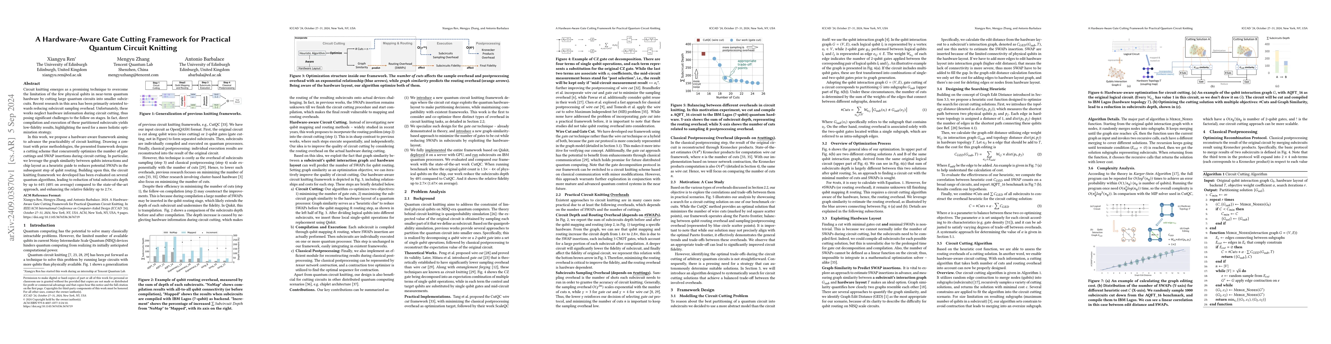 Thumbnail for A Hardware-Aware Gate Cutting Framework for Practical Quantum Circuit
  Knitting