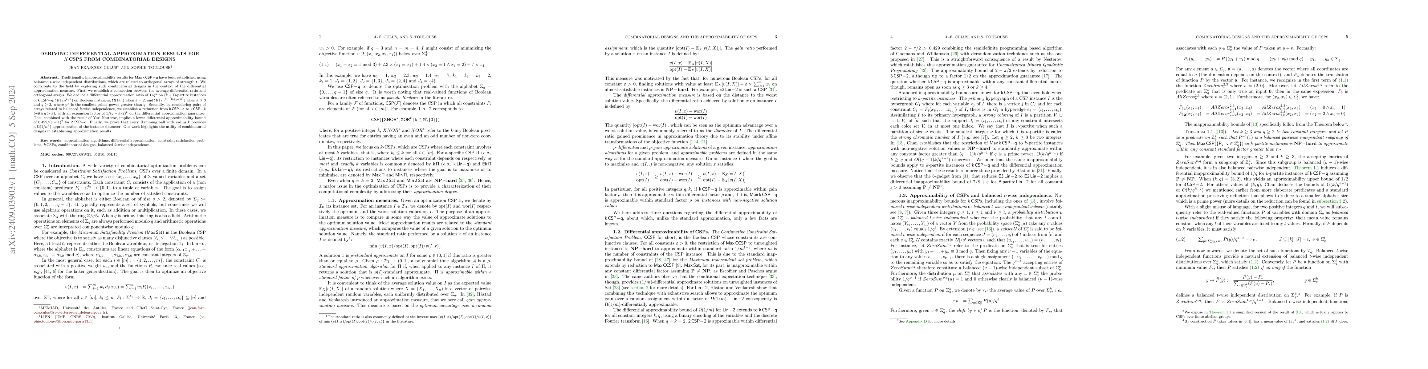 Thumbnail for Deriving differential approximation results for $k\,$CSPs from
  combinatorial designs