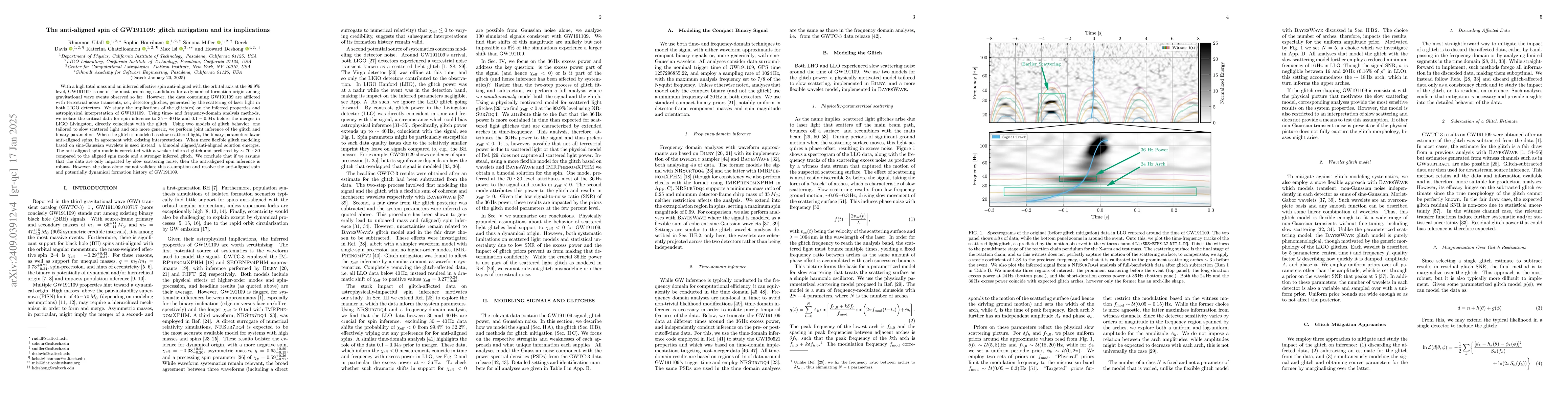 Thumbnail for The anti-aligned spin of GW191109: glitch mitigation and its
  implications