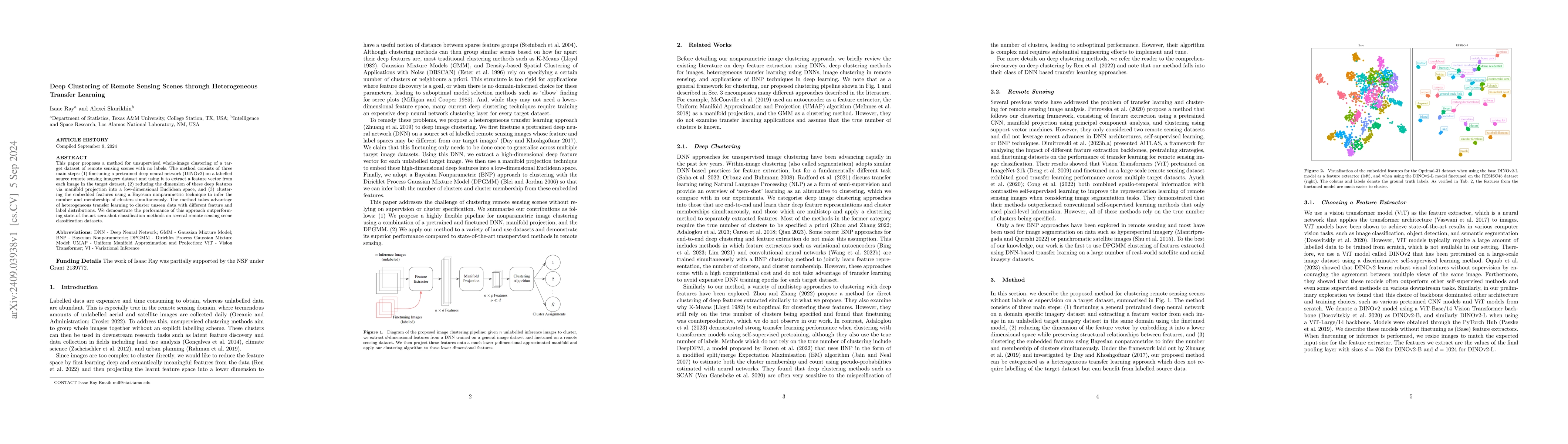 Thumbnail for Deep Clustering of Remote Sensing Scenes through Heterogeneous Transfer
  Learning