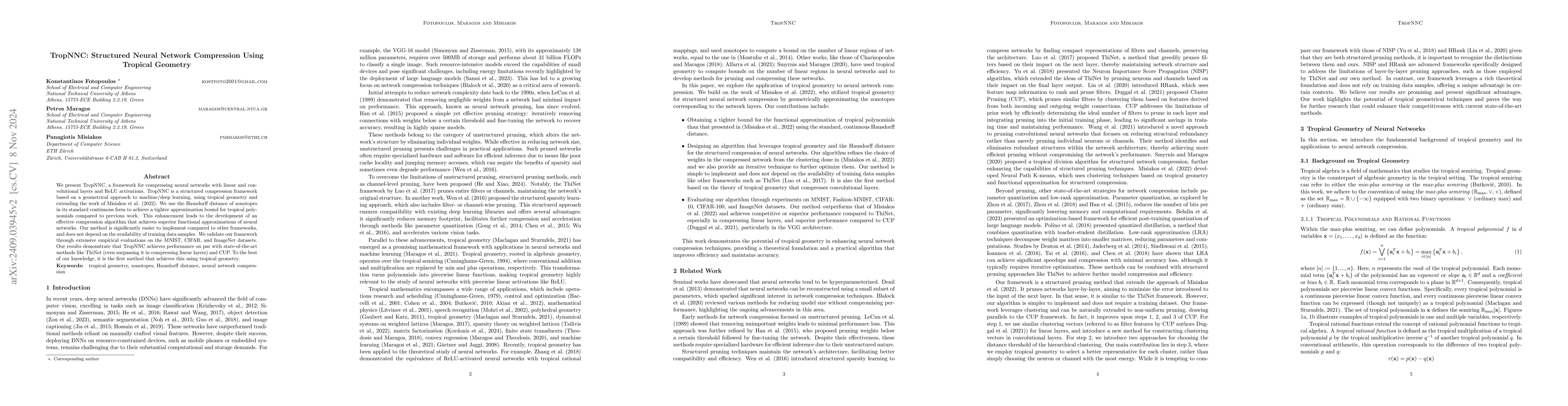 Thumbnail for TropNNC: Structured Neural Network Compression Using Tropical Geometry
