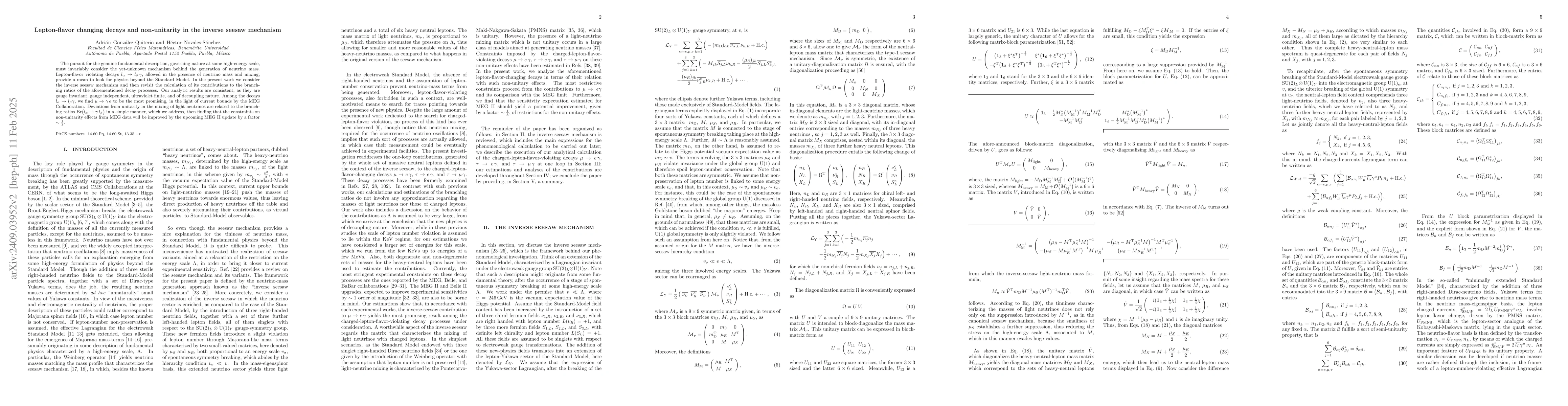 Thumbnail for Lepton-flavor changing decays and non-unitarity in the inverse seesaw
  mechanism