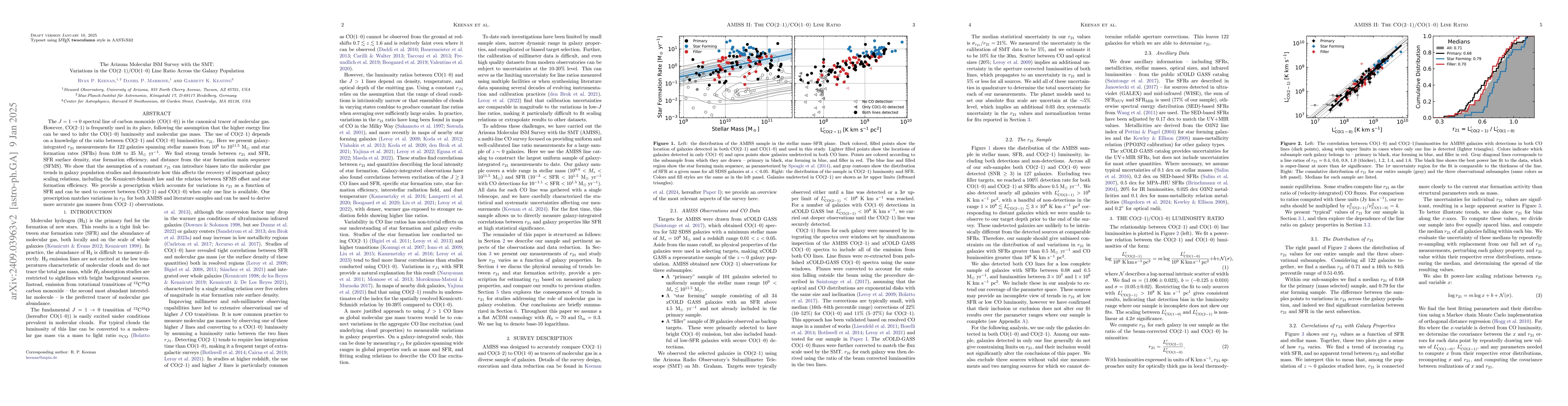 Thumbnail for The Arizona Molecular ISM Survey with the SMT: Variations in the
  CO(2-1)/CO(1-0) Line Ratio Across the Galaxy Population