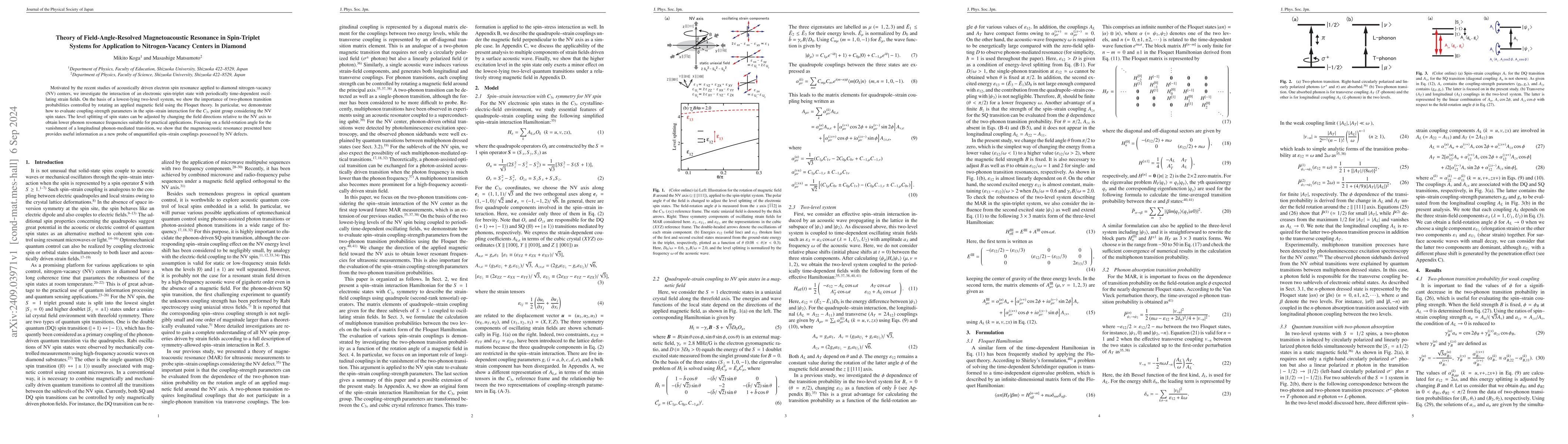 Thumbnail for Theory of Field-Angle-Resolved Magnetoacoustic Resonance in Spin-Triplet
  Systems for Application to Nitrogen-Vacancy Centers in Diamond