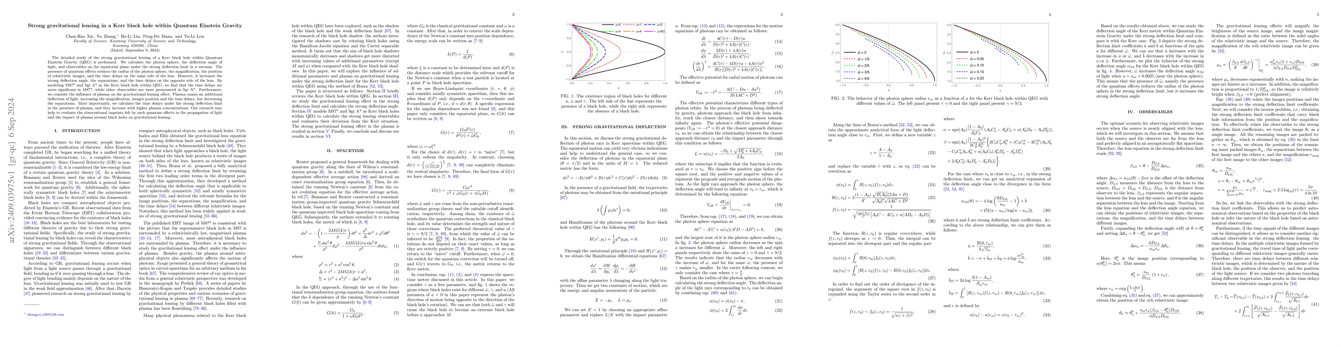 Thumbnail for Strong gravitational lensing in a Kerr black hole within Quantum
  Einstein Gravity