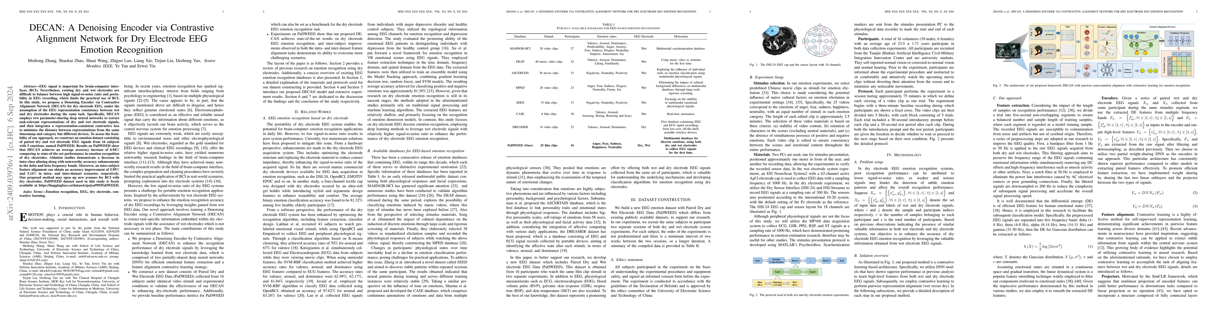 Thumbnail for DECAN: A Denoising Encoder via Contrastive Alignment Network for Dry
  Electrode EEG Emotion Recognition