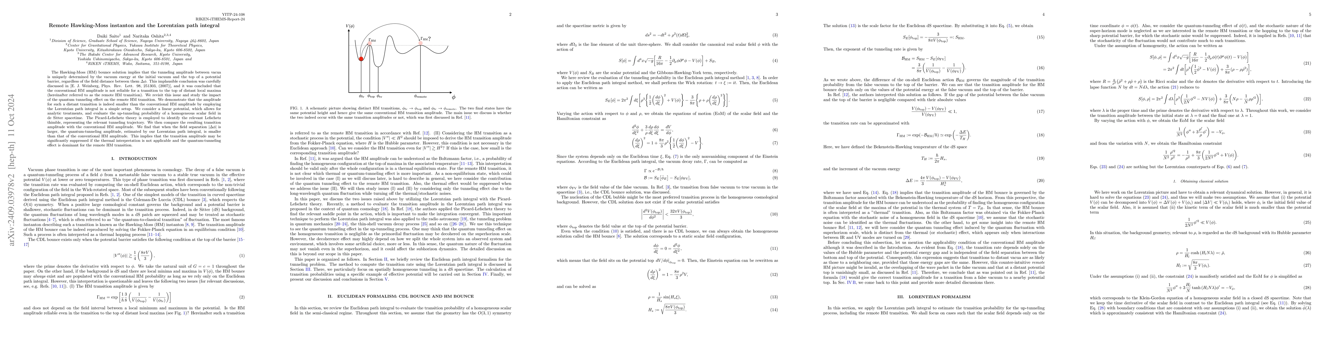 Thumbnail for Remote Hawking-Moss instanton and the Lorentzian path integral