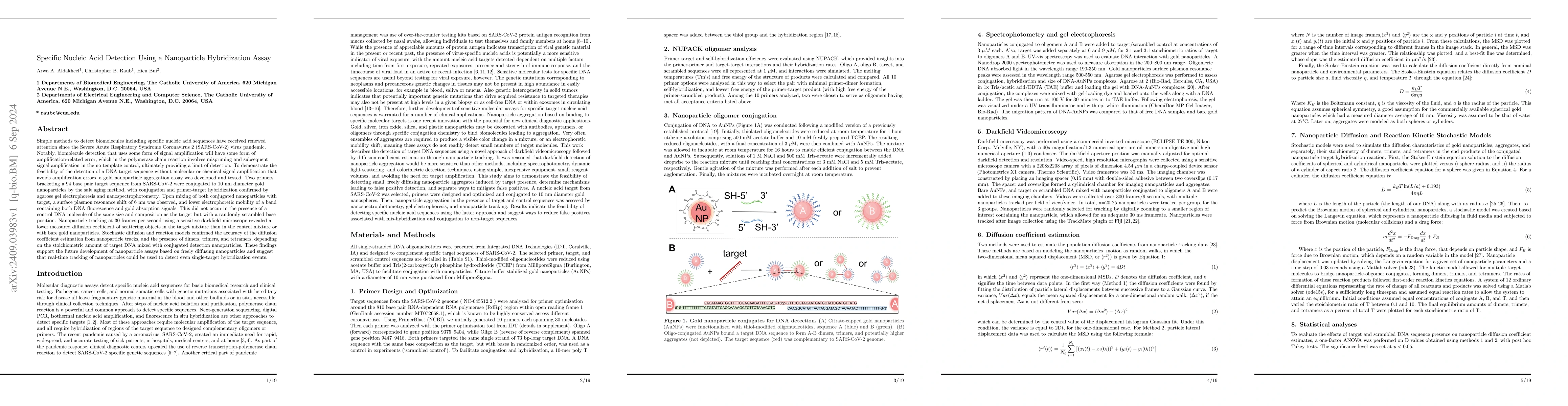 Thumbnail for Specific Nucleic Acid Detection Using a Nanoparticle Hybridization Assay