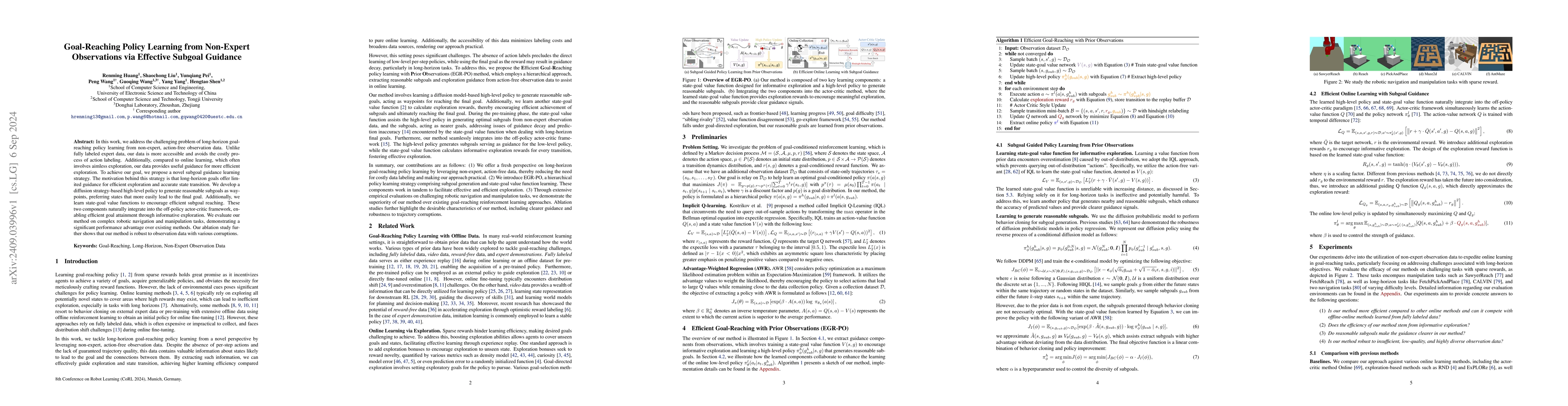 Thumbnail for Goal-Reaching Policy Learning from Non-Expert Observations via Effective
  Subgoal Guidance