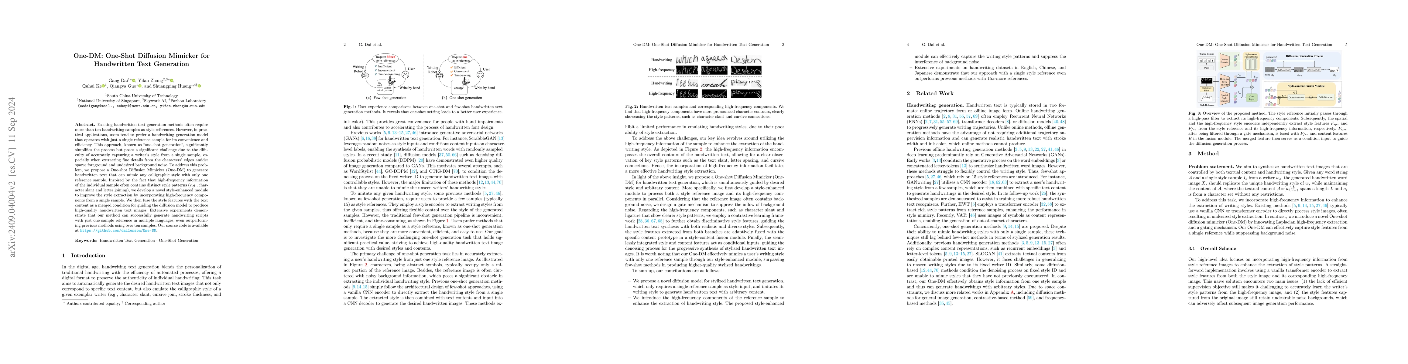 Thumbnail for One-Shot Diffusion Mimicker for Handwritten Text Generation