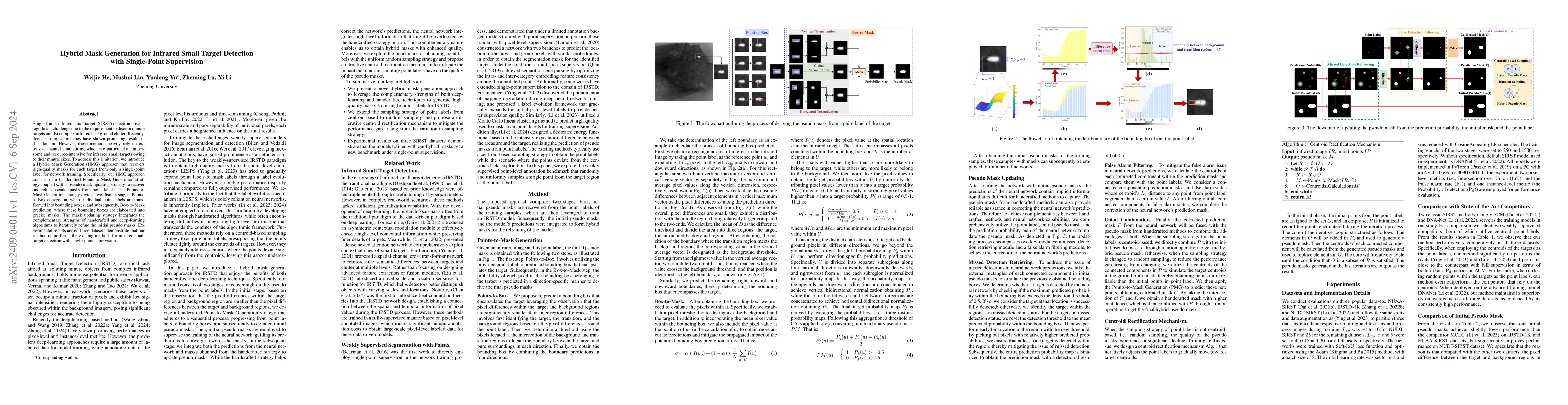 Thumbnail for Hybrid Mask Generation for Infrared Small Target Detection with
  Single-Point Supervision