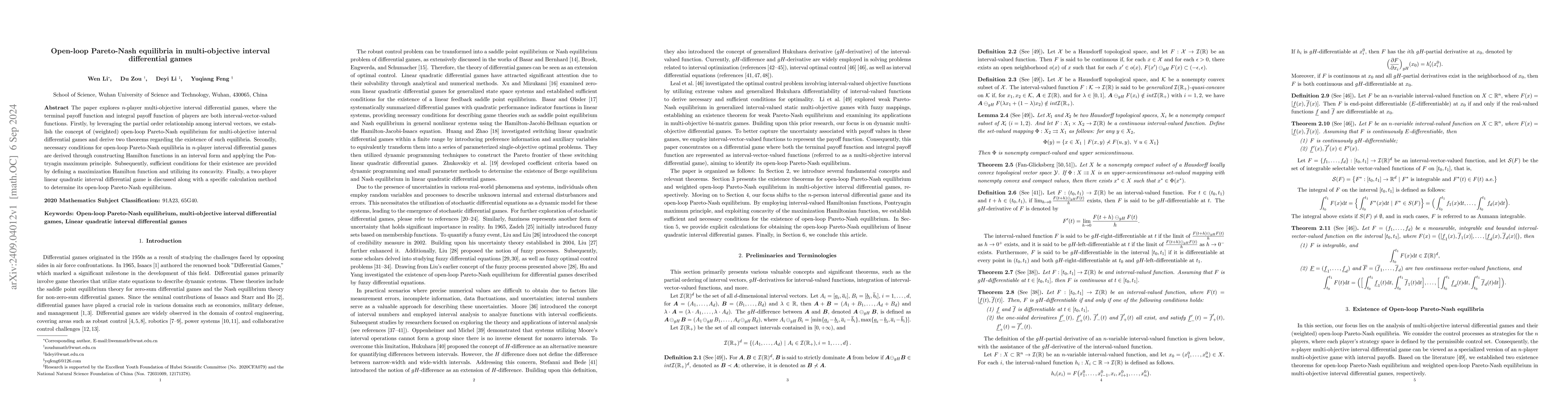 Thumbnail for Open-loop Pareto-Nash equilibria in multi-objective interval
  differential games