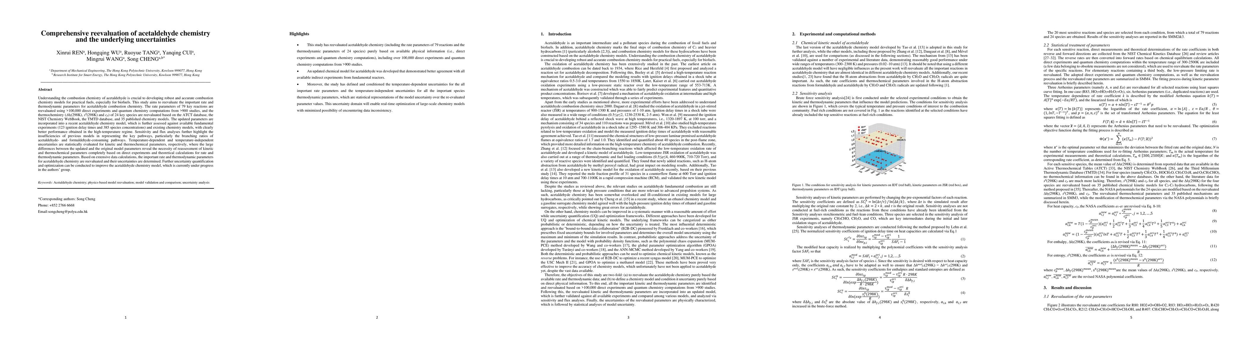 Thumbnail for Comprehensive reevaluation of acetaldehyde chemistry and the underlying
  uncertainties