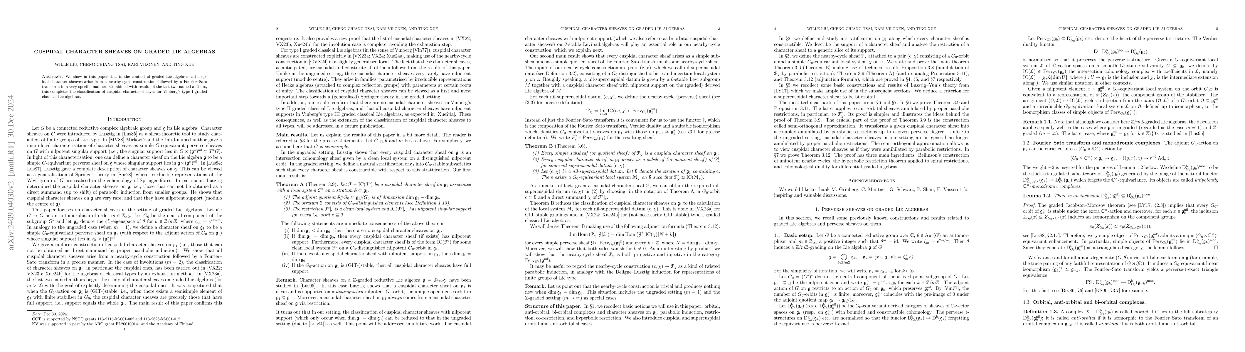 Thumbnail for Cuspidal character sheaves on graded Lie algebras