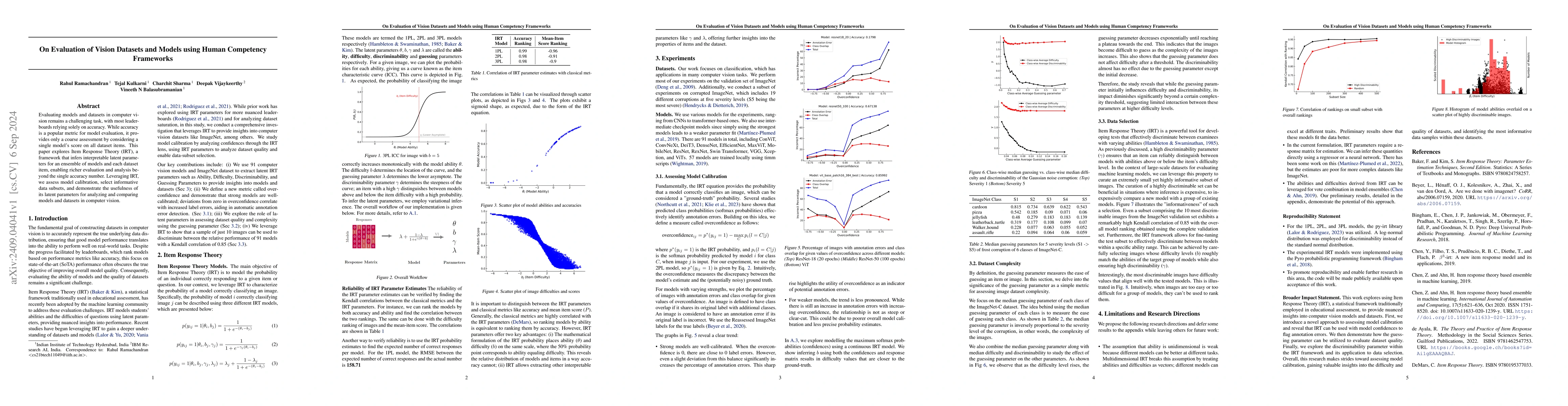 Thumbnail for On Evaluation of Vision Datasets and Models using Human Competency
  Frameworks