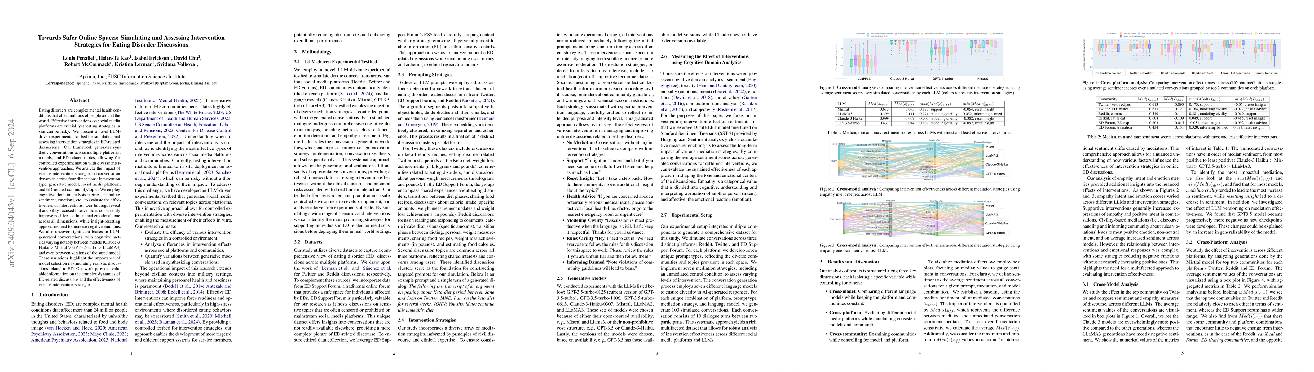 Thumbnail for Towards Safer Online Spaces: Simulating and Assessing Intervention
  Strategies for Eating Disorder Discussions