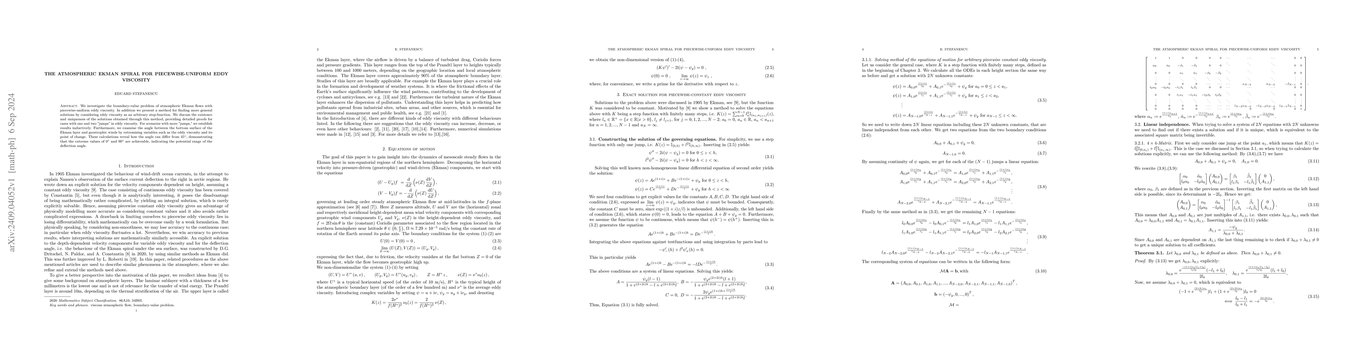 Thumbnail for The atmospheric Ekman spiral for piecewise-uniform eddy viscosity