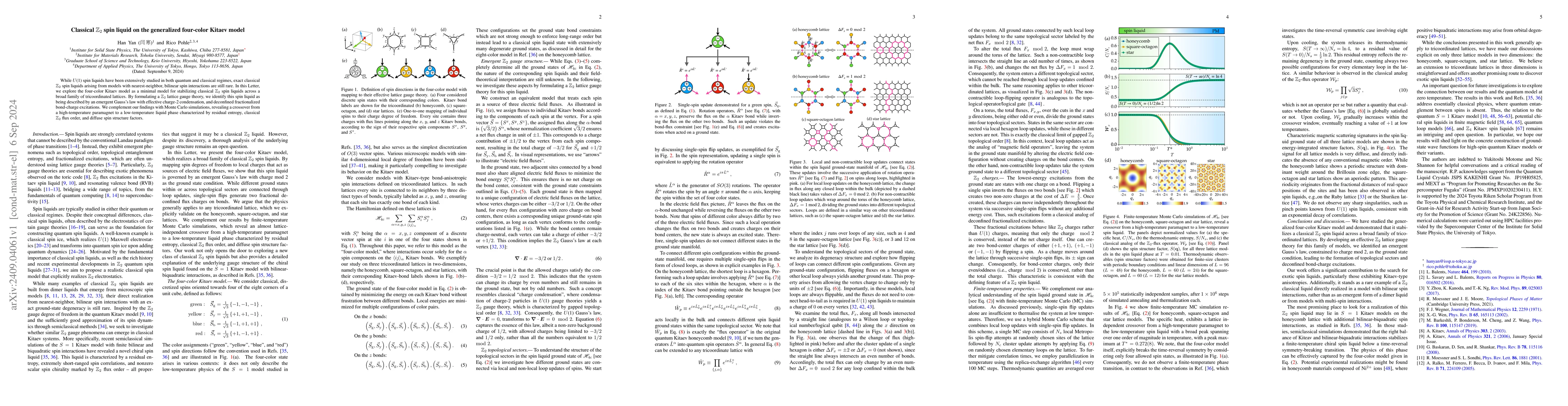 Thumbnail for Classical $\mathbb{Z}_2$ spin liquid on the generalized four-color
  Kitaev model