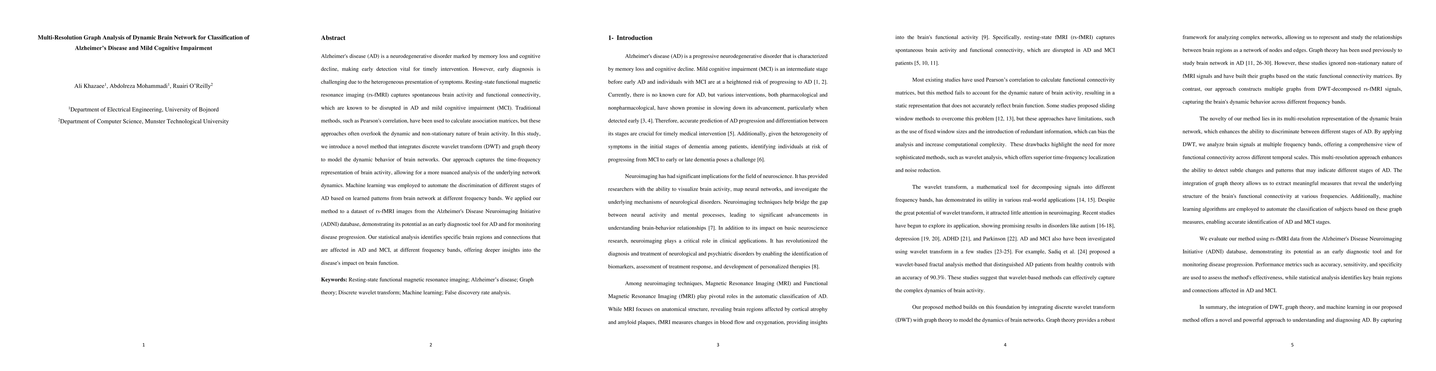 Thumbnail for Study of Brain Network in Alzheimers Disease Using Wavelet-Based Graph
  Theory Method