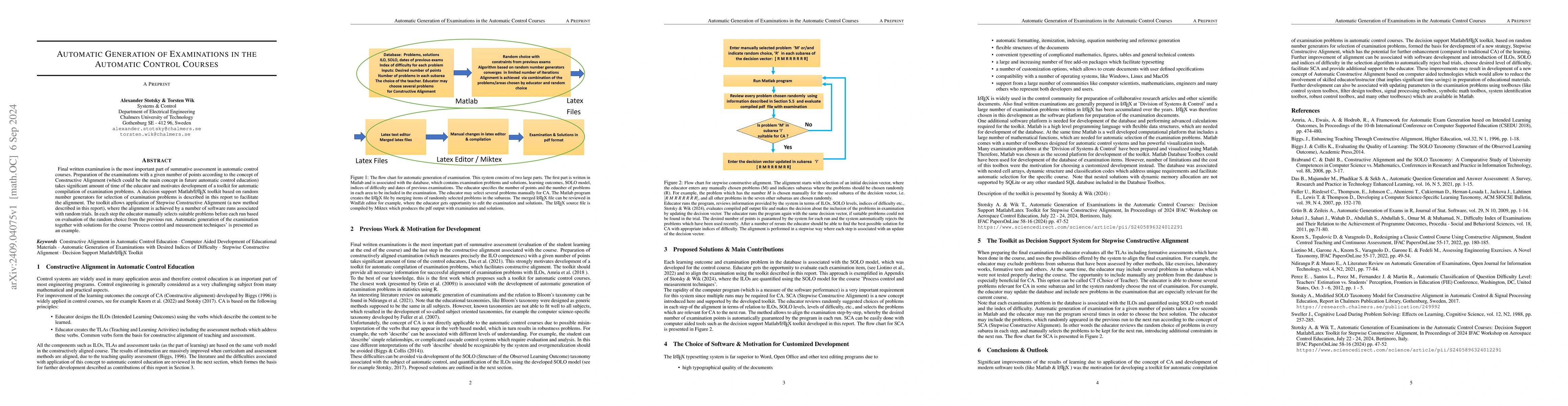 Thumbnail for Automatic Generation of Examinations in the Automatic Control Courses